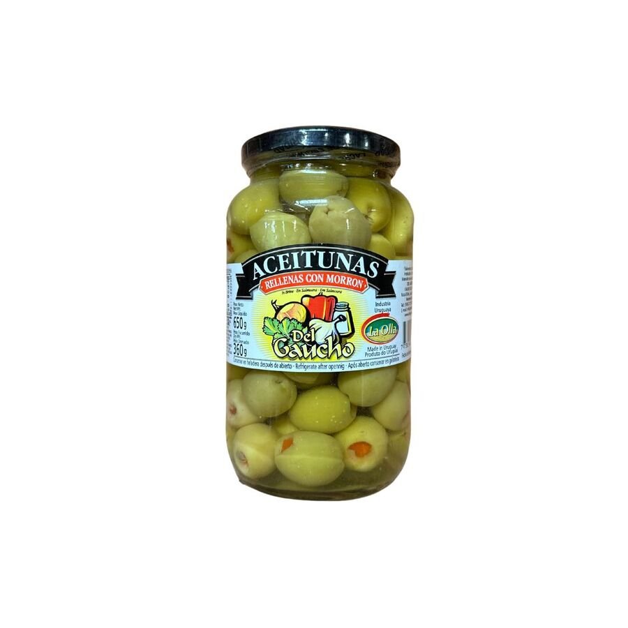 Aceitunas c/Morron 650g DEL GAUCHO